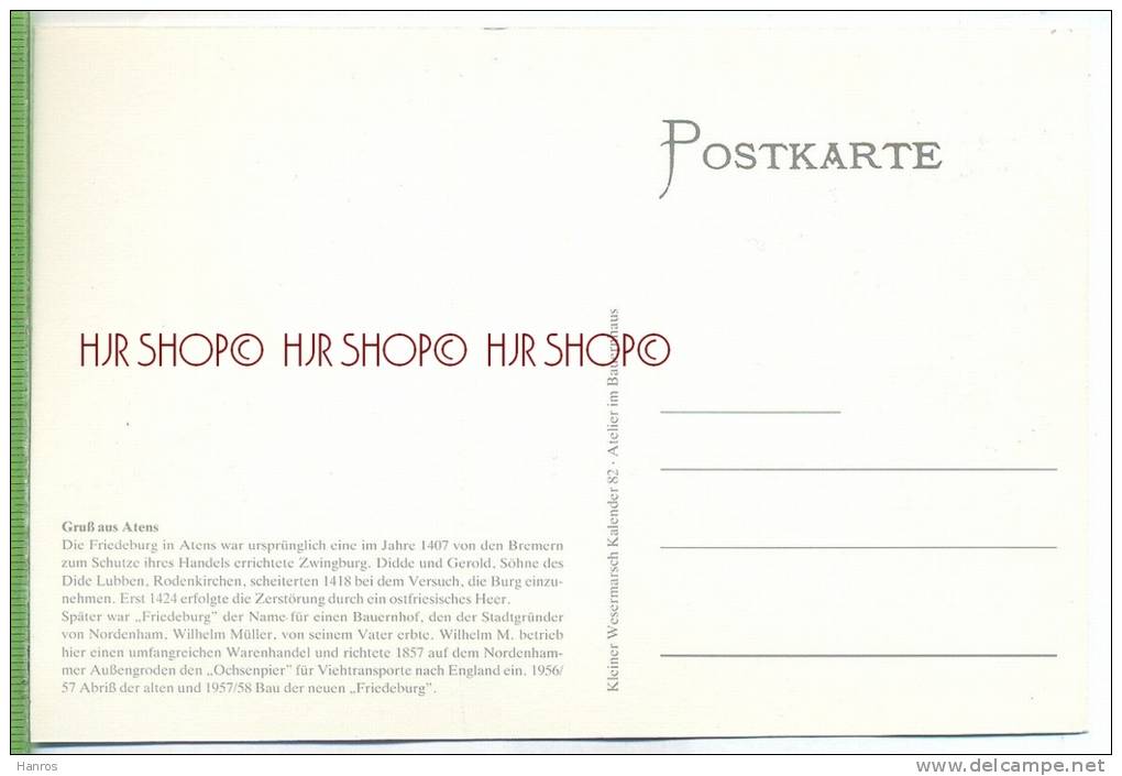 Gruss Aus Atens, Friedeburg Um 1920/1930,  Verlag: Kleiner Wesermarsch Kalender 82, Postkarte, Unbenutzte Karte , - Nordenham