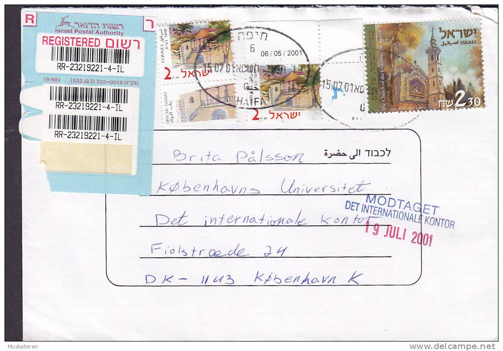 Israel Registered Einschreiben Recommandé HAIFA 2001 Cover Brief To Denmark - Briefe U. Dokumente