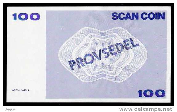 Test Note "SCANCOIN" Testnote, 100 Units, Typ A = 140 X 82 Mm, Beids. Druck, RRRRR, UNC, Provsedel - Suecia