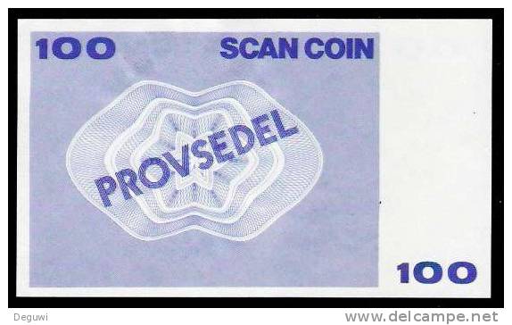 Test Note "SCANCOIN" Testnote, 100 Units, Typ A = 140 X 82 Mm, Beids. Druck, RRRRR, UNC, Provsedel - Suède