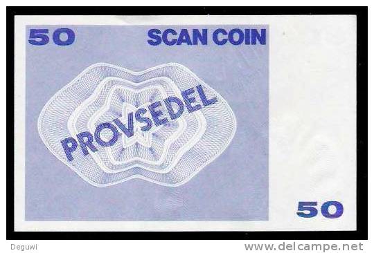 Test Note "SCANCOIN - AB TUMBA" Testnote, 50 Units, Beids. Druck, RRRRR, UNC -, Provsedel 130 X 82 Mm, Type A - Suède