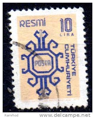 TURKEY 1979 Official - 10l. - Blue And Buff   FU - Timbres De Service