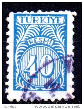 TURKEY 1957 Official -   40k. - Blue  FU - Timbres De Service