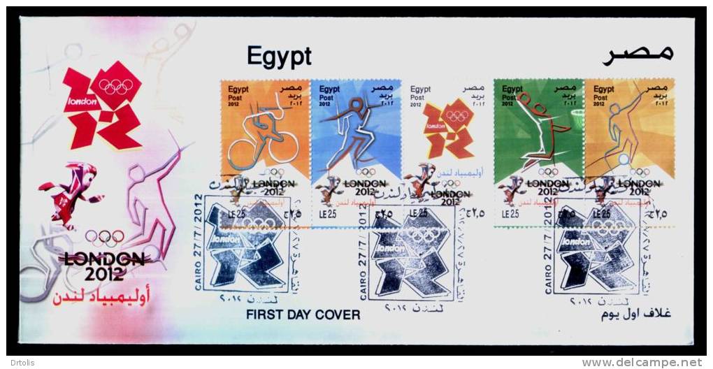 EGYPT / 2012 / OLYMPIC GAMES - LONDON 2012 / CYCLING ; FENCING ; HANDBALL & FOOTBALL / VF - Covers & Documents