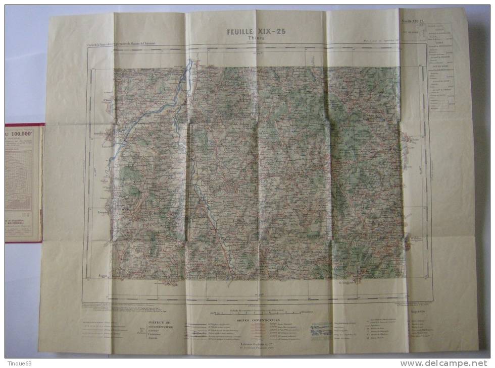 63 - THIERS  - Ministère De L´Intérieur -  Carte Du Service Vicinal Au 1/100 000e - Année 1914 - Maps/Atlas