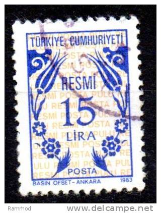 TURKEY 1983 Official -15l. - Blue And Yellow  FU - Timbres De Service