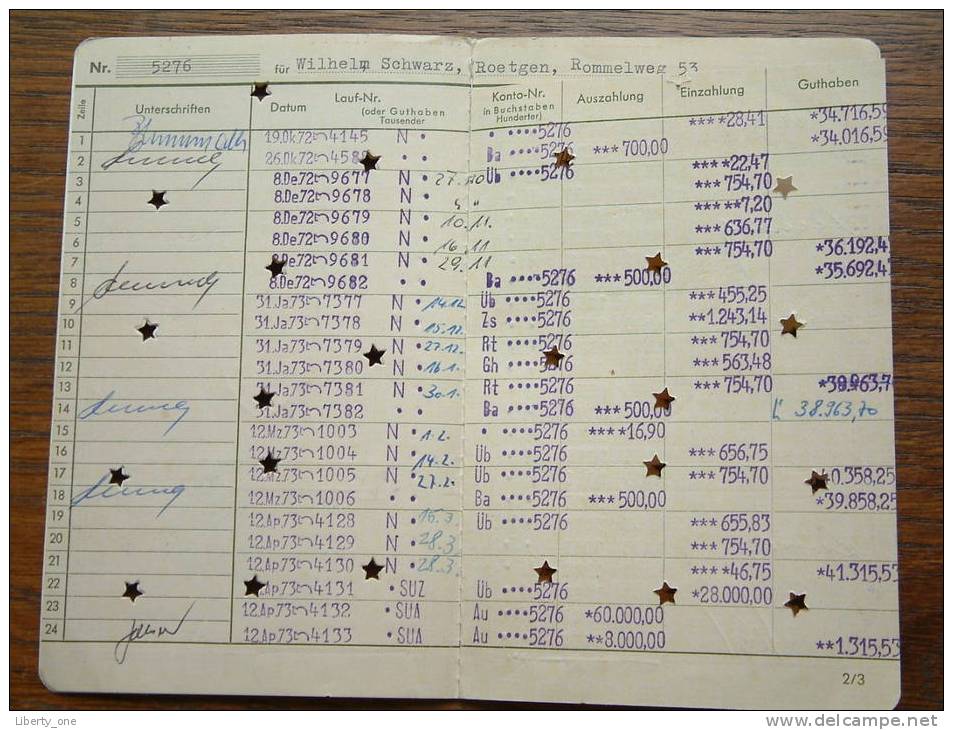 KREISSPARKASSENBUCH Nr. 5276 / Schwarz Wilhelm Roetgen (?) - 1972/73 ( For Details See Photo ) !! - Sin Clasificación