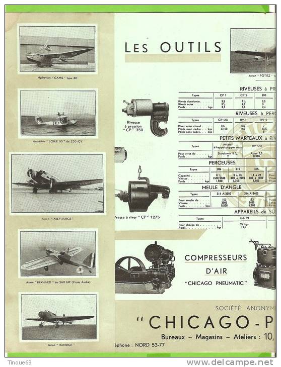 - AVIATION - Notice Sur Les Outils Spéciaux "CHICAGO PNEUMATIC" Pour Les Divers Travaux De Constructions Aéronautiques - AeroAirplanes