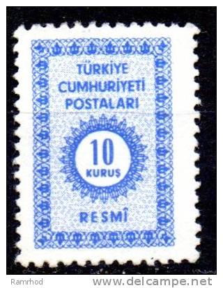 TURKEY 1965 Official - 10k. - Blue  MNG - Timbres De Service