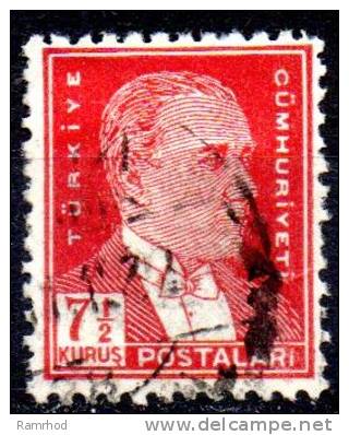 TURKEY 1931 Kemal Ataturk - 71/2k. - Red FU - Oblitérés
