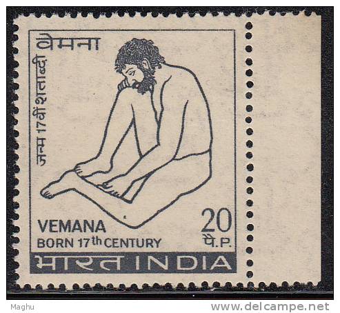 India MNH 1972, Vemana, Poet &amp; Philasopher - Neufs