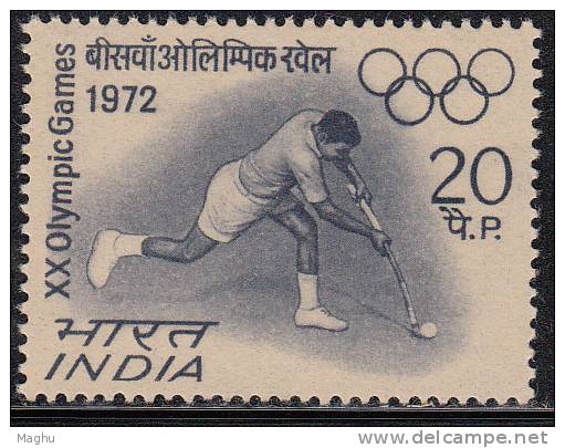 India MNH 1972, 20p Olympic Games, Hockey, Sport - Nuevos