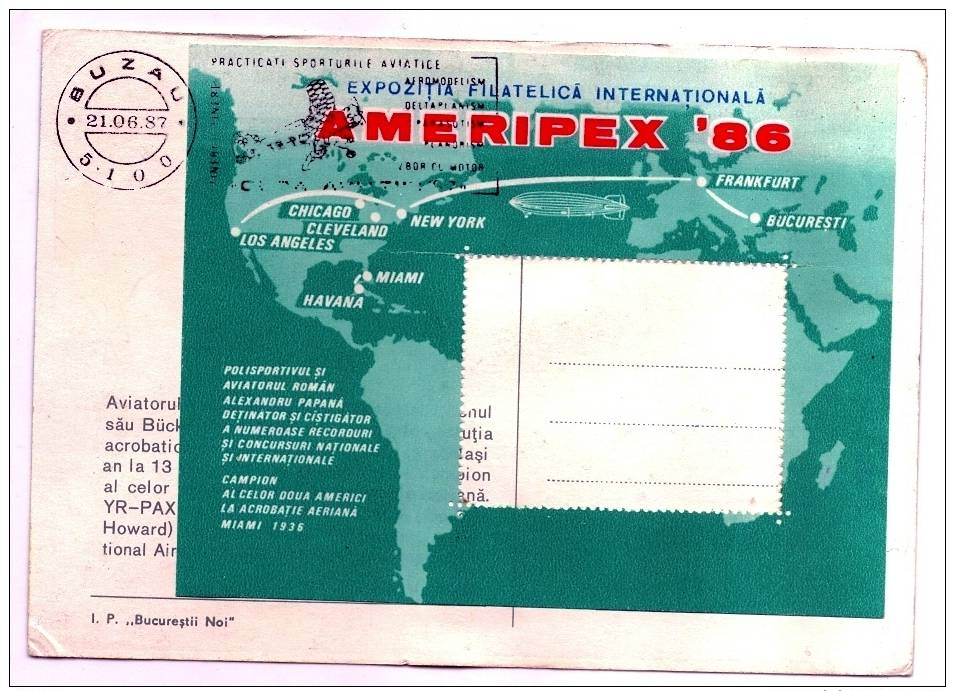 1987 MC CUPA AVIATIEI BUZAU COUPE DE L´AVIATION  AVIATION CUP Noncirculée - Cartes-maximum (CM)