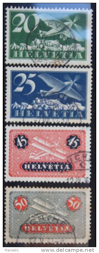 Suisse, 1923 Poste Aerienne YT 4, 5, 8, 9 -  Mi 213, 180, 183, 184 Obl / Gest / Vfu - Usados