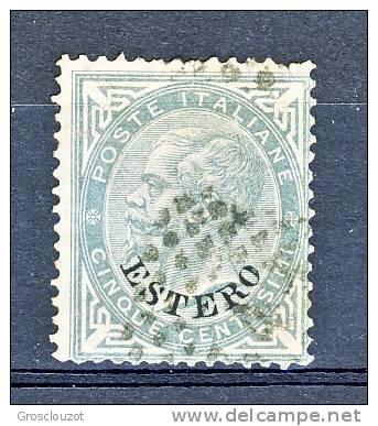 Levante Emissioni Generali  1874 N. 3 C. 5 Verde Grigio USATO Cat. € 70 - Algemene Uitgaven