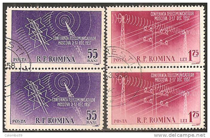 Romania 1958 Usato - Mi.1699/00  Yv.1563/64 Coppia - Gebraucht