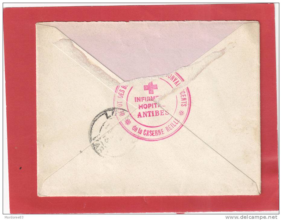 LETTRE DEPOT DES BLESSES LEGERS CROIX ROUGE CASERNE REILLE ANTIBES 1915 - Guerre De 1914-18