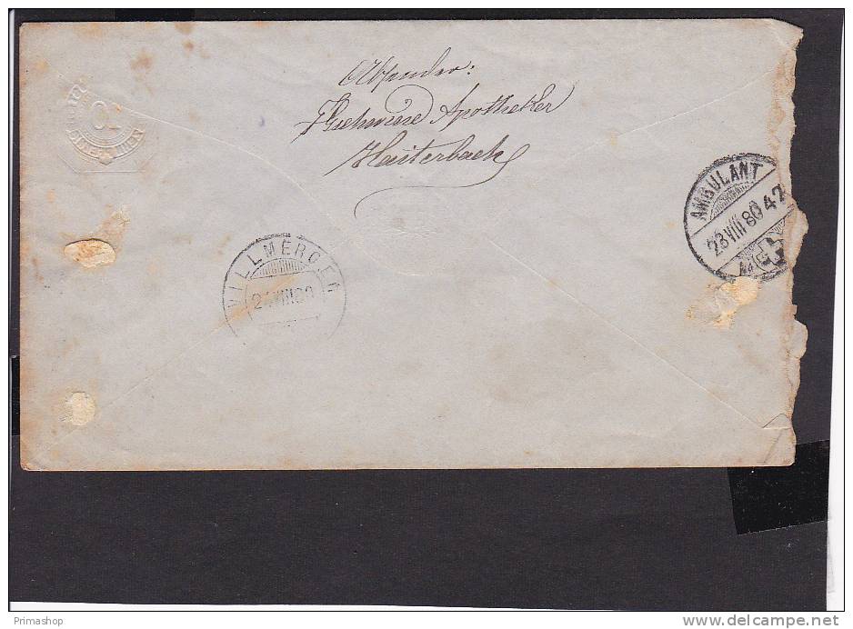 A16  /    Württemberg Ganzsache Stempel /  Haiterbach - Villmergen Schweiz / Bahnpost 1880 - Sonstige & Ohne Zuordnung