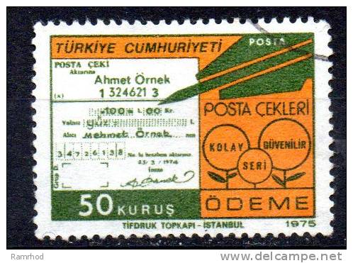 TURKEY 1975 Posts And Telecommunications - 50k - Postal Cheques FU - Oblitérés