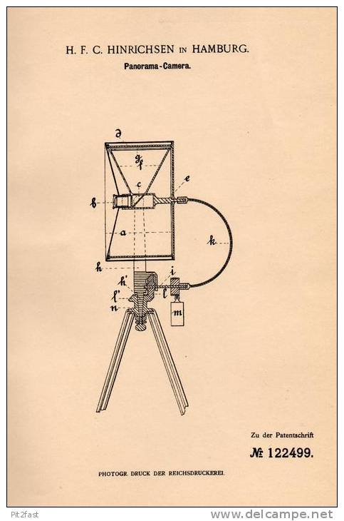 Original Patentschrift - H. Hinrichsen In Hamburg , 1901 , Panorama - Camera , Kamera , Photographie !!! - Cameras