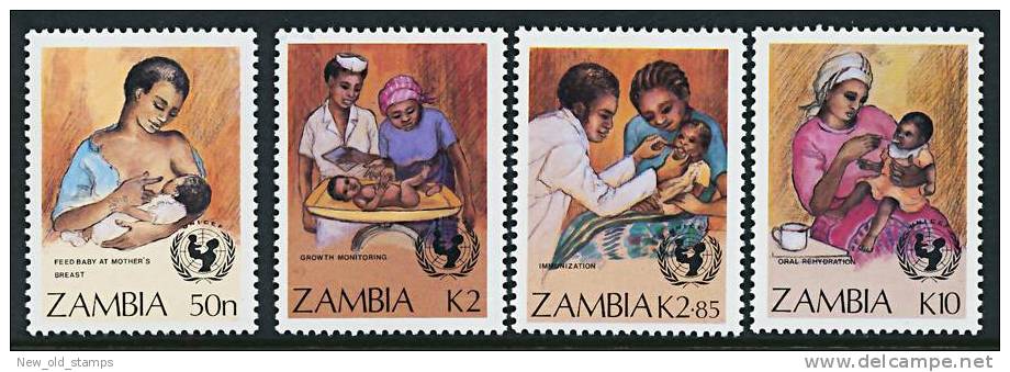 ZAMBIA 1988  MEDICINE / BREAST FEEDING UNICEF MNH DOCTORS, NURSES, UNO, IMMUNIZATION - UNICEF