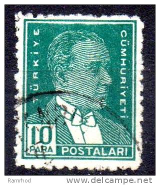 TURKEY 1931 Kemal Ataturk - Green - 10para. FU - Used Stamps