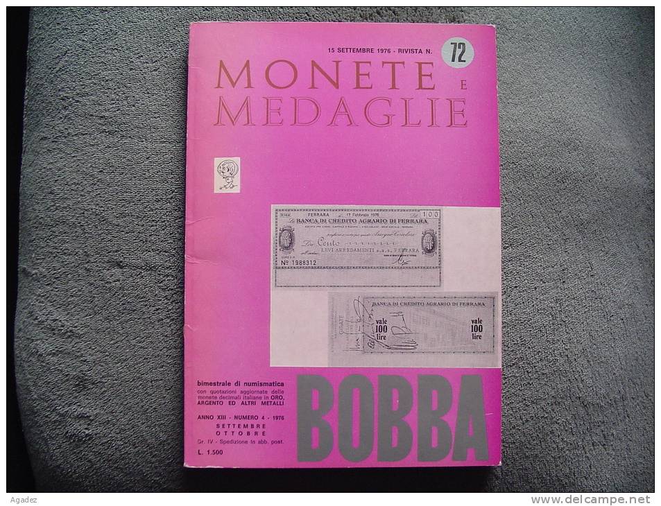 Ancien Catalogue De Vente Monnaies Et Médailles  Monete E Medaglie 1976. - Italiano