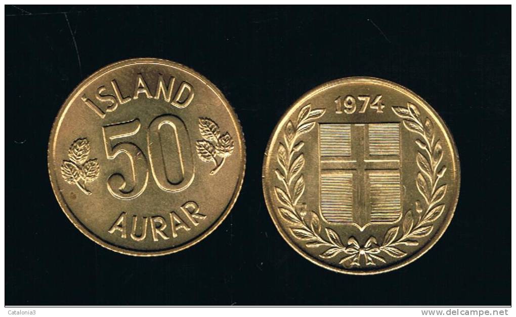 ISLANDIA - ICELAND -  50  Aurar  1974 Sc  KM17 - Iceland