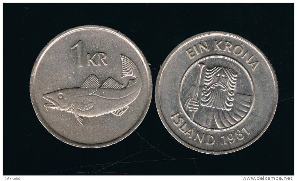 ISLANDIA - ICELAND -  1 Korona  1981  KM27 - Iceland