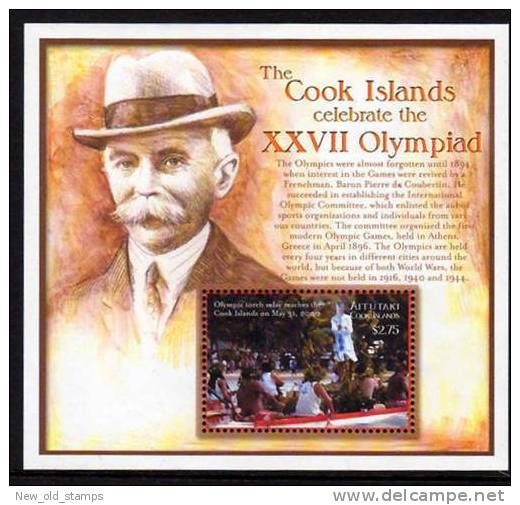 AITUTAKI 2000 OLYMPIC GAMES In AUSTRALIA M/SHEET MNH PIERRE De COUBERTIN - Summer 2000: Sydney