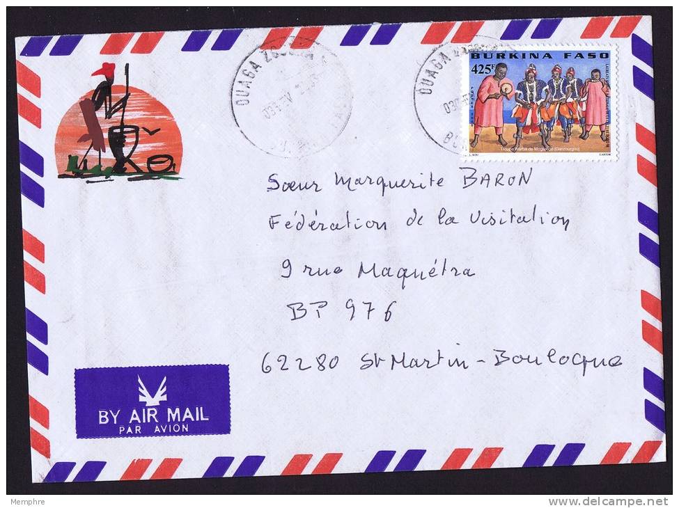 2000  Lettre Avion Pour La France  Danseurs   Rare Sur Lettre - Burkina Faso (1984-...)