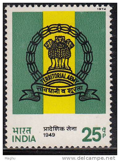 India MNH 1974,  Indian Territorial Army, Militaria - Neufs