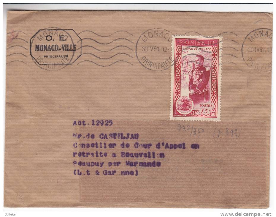 Familles Royales - Rainier III - Monaco - Lettre De 1951 - Briefe U. Dokumente