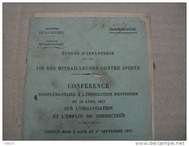 Manuel Notice Tir Des Mitrailleuses Contre Avions Ww1 Confidentiel - 1914-18