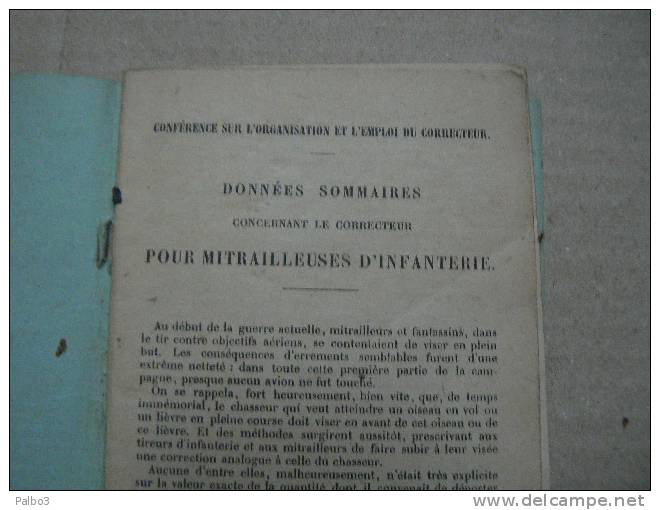 Manuel Notice Tir Des Mitrailleuses Contre Avions Ww1 Confidentiel - 1914-18