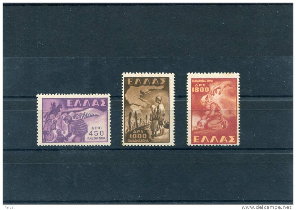 1949-Greece- "Children Abduction" Complete Set MNH (1000dr.&1800dr. Some Foxing) - Unused Stamps