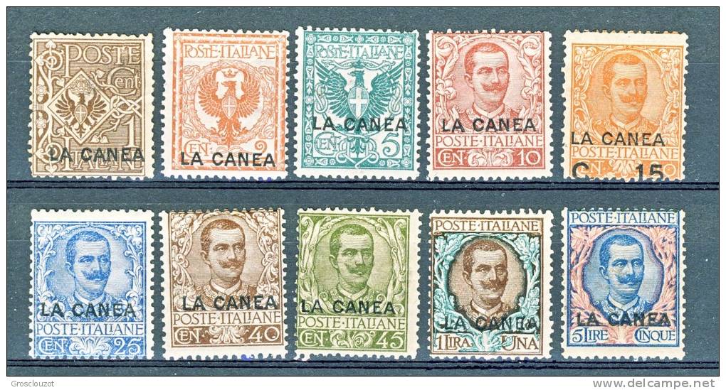 Levante La Canea 1905 SS 1 N. 3 - 13 MLH, Bellissima Serie, Grande Freschezza Cat. € 1500 - La Canea