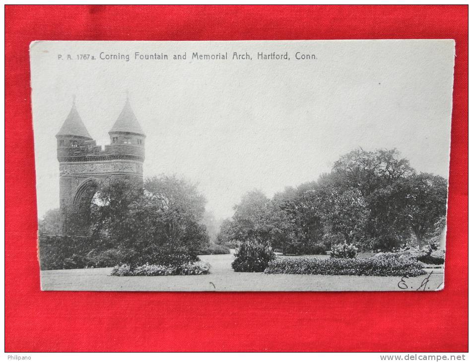 Rotograph-- - Connecticut > Hartford  -- Corning Fountain & Memorial Arch 1906 Cancel Tape On Back     Ref 912 - Hartford