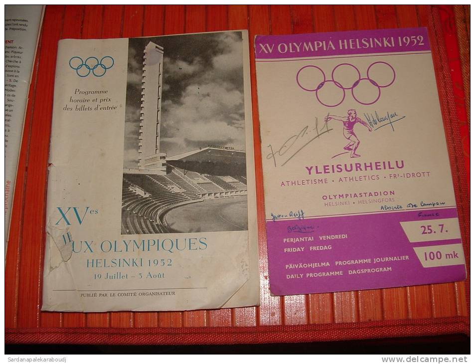 JEUX OLYMPIQUES HELSINKI 1952 (athlétisme), Autographes De Gaston Reiff (Belgique) Et Alberte Du Campou (France) - Authographs