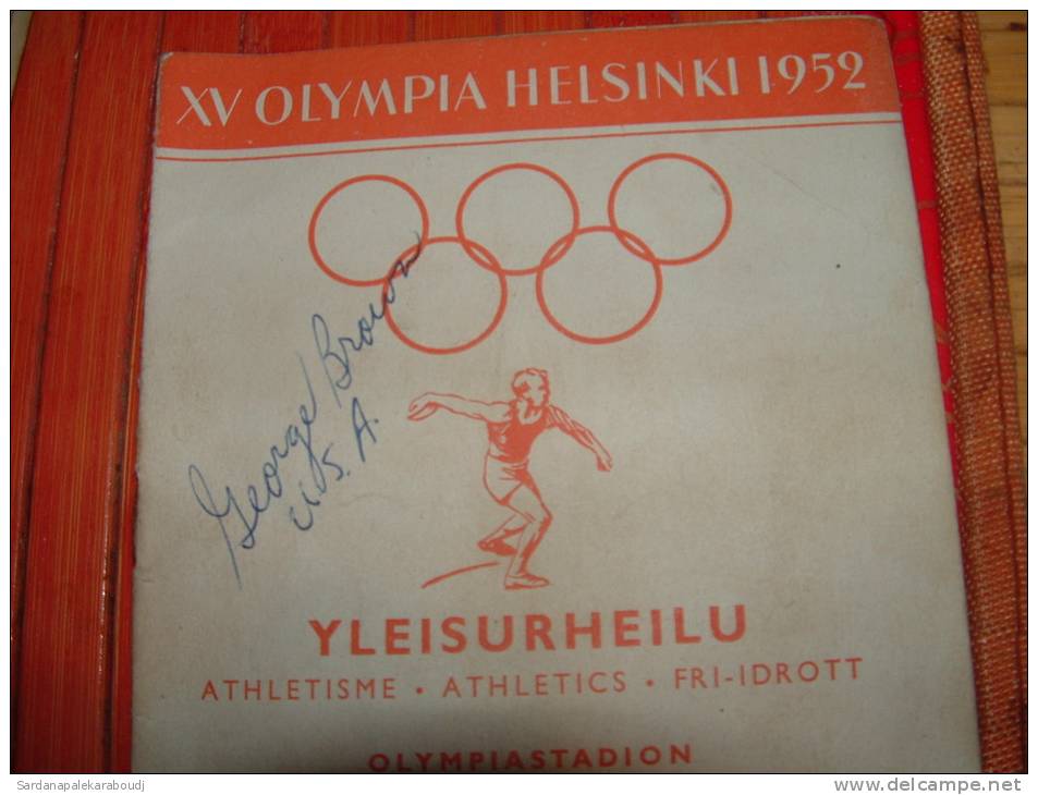 1952 HELSINKI OLYMPIC GAMES, Legend Jumper George BROWN Autograph. - Handtekening