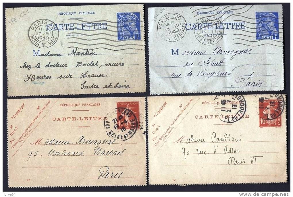 LOT DE 12 CARTES-LETTRES ENTIERS-POSTAUX + DE 110 E DE COTE- 3 SCANS- - Lots Et Collections : Entiers Et PAP