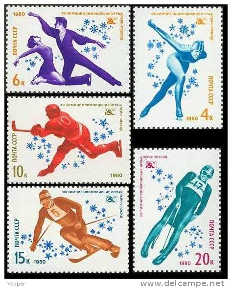 Olympic 1980 USSR MNH 5 Stamps Mi 4915-19  13th Winter Olympic Games In Lake Placid. - Invierno 1980: Lake Placid