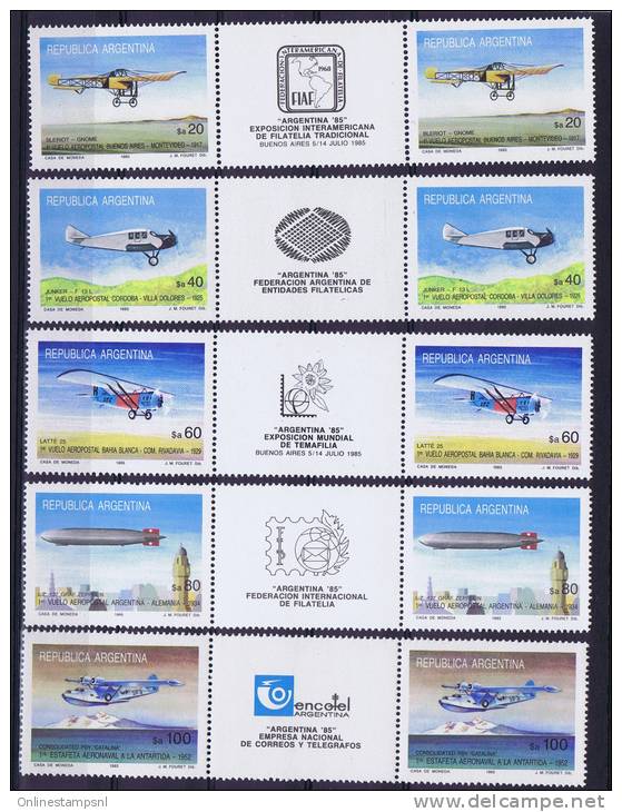 Argentina: 1985, MI 1731-35 Exposition Argentina 85  MNH/** - Gebraucht