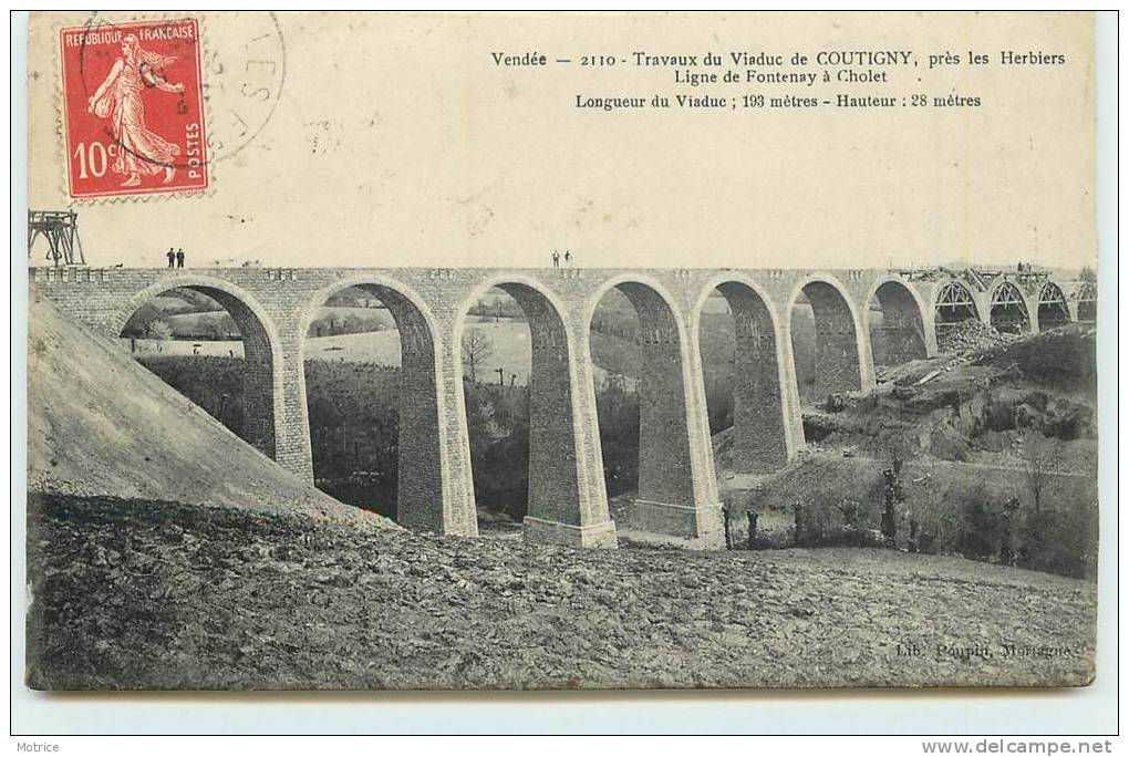 TRAVAUX DU VIADUC DE COUTIGNY (près Des Herbiers)  - Ligne De Fontenay à Cholet. - Ouvrages D'Art