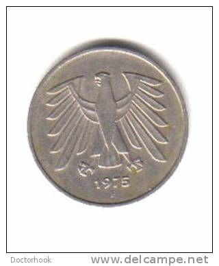 GERMANY   5  MARK  1975 F  (KM # 140.1) - 5 Mark