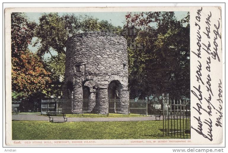 NEWPORT RI - OLD STONE MILL - 1900s UDB RHODE ISLAND Postcard - DETROIT PUBLISHING [3825] - Newport