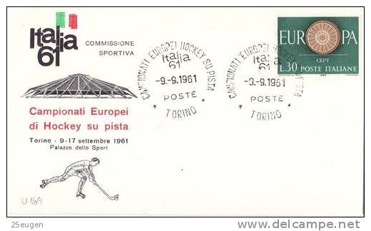 ITALY 1961  EUROPEAN CHAMPIONSHIP COVER WITH  POSTMARK - Hockey (Veld)