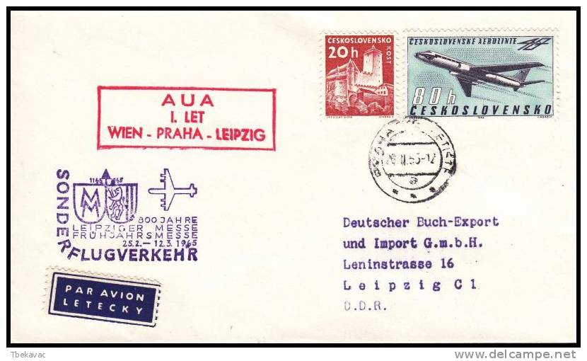 Czechoslovakia 1965 , Airmail Cover Praha - Leipzig - Airmail