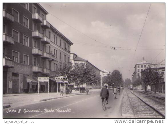 Cartolina SESTO S.GIOVANNI (Milano) - Viale Marelli (Tram, Biciclette) Anni'50 - Sesto San Giovanni