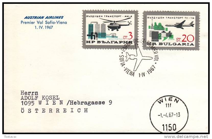 Bulgaria 1967, Airmail Cover Sofia To Wien - Luftpost